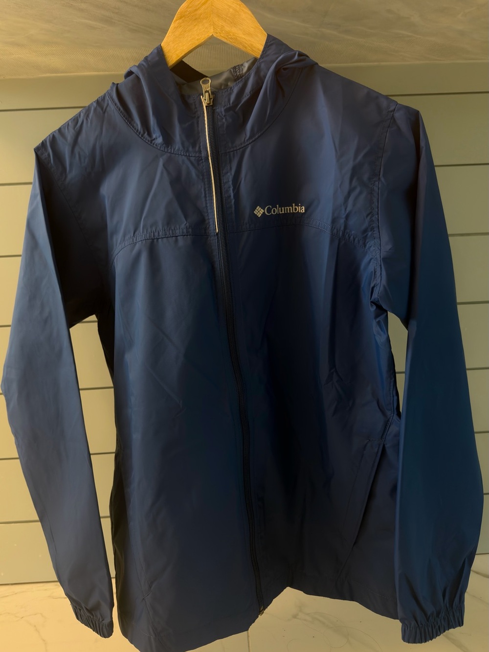 Columbia Navy Lightweight Hooded Rain Shell